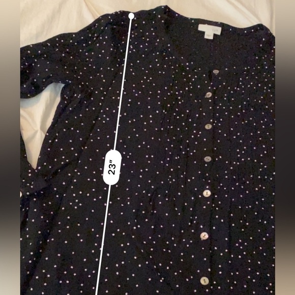 j jill black button down long sleeve blouse white speckles shirt - Picture 4 of 11